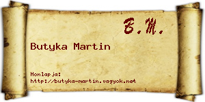 Butyka Martin névjegykártya